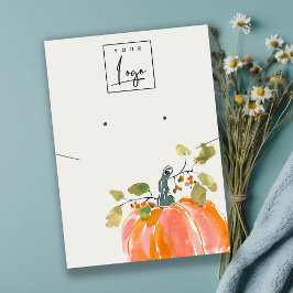 秋のカボチャのロゴイヤリングネックレスディスプレイ 名刺