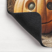 秋のカボチャの上の干し草の俵 マウスパッド (コーナー)