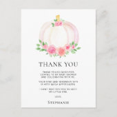 秋のカボチャの女の子のベビーシャワーお礼メッセージ ポストカード (正面)