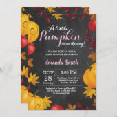 秋のカボチャの女の子のベビーシャワーの招待状 黒板 招待状 (正面/裏面)