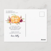 秋のカボチャの子供の誕生日パーティーの写真ありがとう ポストカード (裏面)