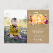 秋のカボチャの子供の誕生日パーティーの写真ありがとう ポストカード (正面)