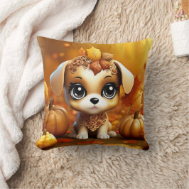 秋のカボチャの子犬 クッション