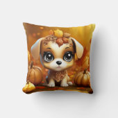 秋のカボチャの子犬 クッション (正面)