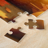 秋のカボチャの子犬 ジグソーパズル (側面)