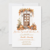 秋のカボチャの家 Sweet Home 秋の花のParty 招待状 (正面)