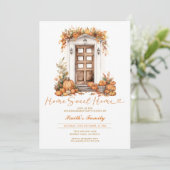 秋のカボチャの家 Sweet Home 秋の花のParty 招待状 (スタンド正面)