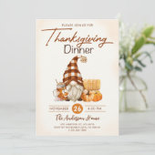 秋のカボチャの小人たち、感謝祭の食事 招待状 (スタンド正面)