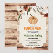 秋のカボチャの森のシャワー招待状 招待状 (正面/裏面)
