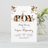 秋のカボチャの森の男の子の赤ちゃんシャワーの招待状 招待状 (スタンド正面)