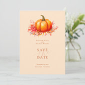 秋のカボチャの植物学的な結婚式のSave The Date 招待状 (スタンド正面)