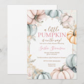 秋のカボチャの水彩ベイビーシャワー 招待状 (正面/裏面)