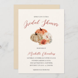 秋のカボチャの花エレガントブライダルシャワー 招待状
