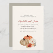 秋のカボチャの花エレガント婚約パーティ 招待状 (正面/裏面)