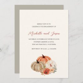 秋のカボチャの花エレガント婚約パーティ 招待状