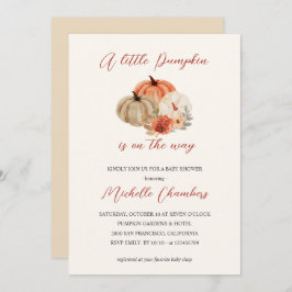 秋のカボチャの花エレガント赤ちゃんシャワー 招待状