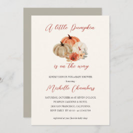 秋のカボチャの花エレガント赤ちゃんシャワー 招待状