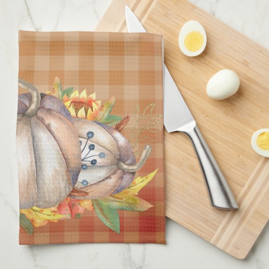 秋のカボチャの花束 キッチンタオル (四つ折り)