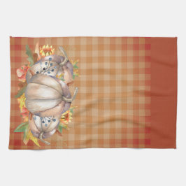 秋のカボチャの花束 キッチンタオル