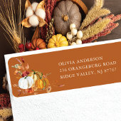 秋のカボチャの花柄の差出人住所ラベル ラベル