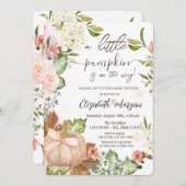 秋のカボチャの花葉々赤ちゃんシャワー 招待状 (正面/裏面)