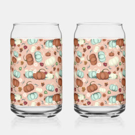 秋のカボチャの花 ガラス缶