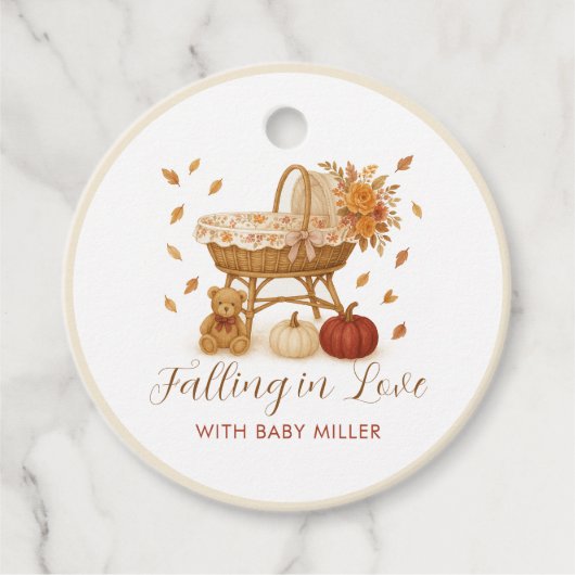 秋のカボチャの赤ちゃんシャワー フェイバータグ (正面)