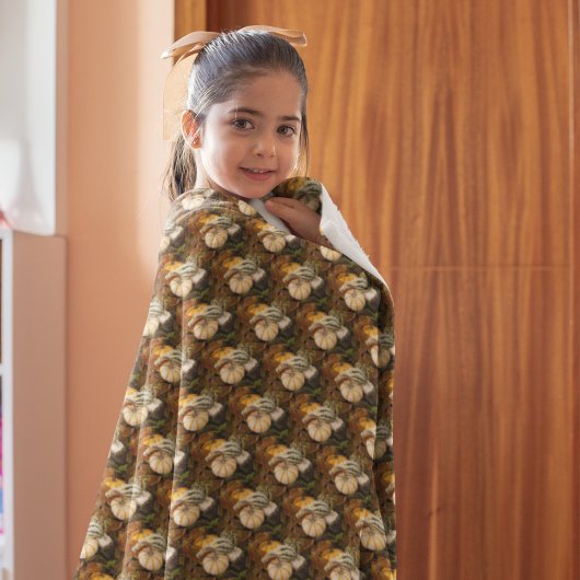 秋のカボチャの静止画パターン フリースブランケット