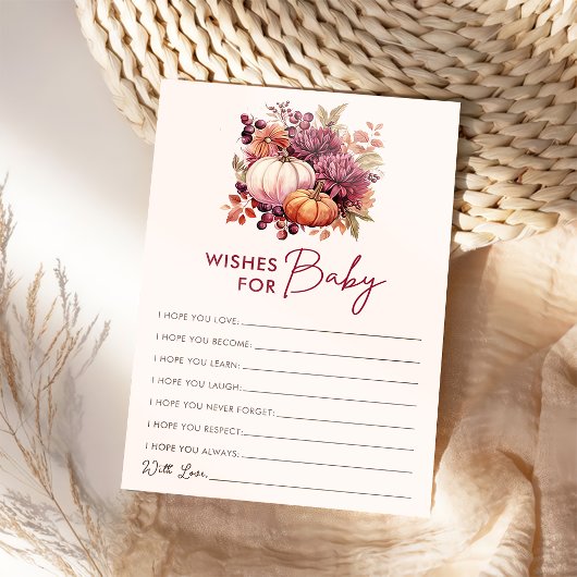 秋のカボチャの願い 赤ちゃんシャワーゲームカード 招待状