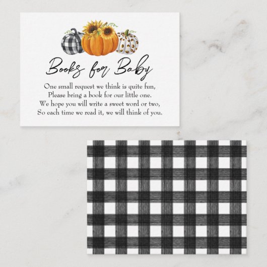 秋のカボチャひまわり赤ちゃんシャワーブックリクエスト エンクロージャーカード (正面/裏面)