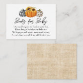 秋のカボチャひまわり赤ちゃんシャワーブックリクエスト エンクロージャーカード (正面/裏面)