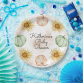 秋のカボチャひまわり赤ちゃんシャワー ペーパープレート (パーティー)