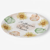 秋のカボチャひまわり赤ちゃんシャワー ペーパープレート (アングル)