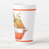 秋のカボチャをカスタマイズ カフェラテマグ (正面)