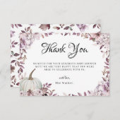 秋のカボチャエレガント紫色の花 サンキューカード (正面/裏面)