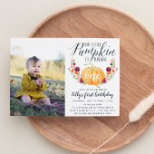 秋のカボチャカスタムの年齢の誕生日パーティーの写真 招待状