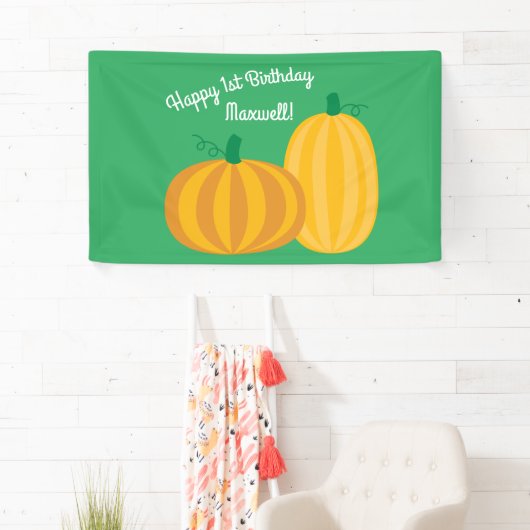 秋のカボチャパッチの第1誕生会のテーマ 横断幕 (インサイチュ)