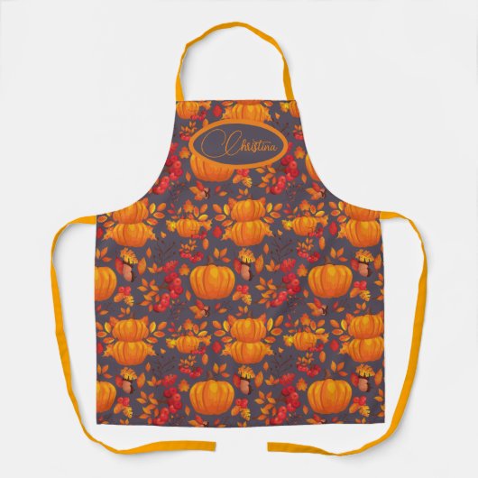 秋のカボチャパーソナライズされたエプロン エプロン (正面)