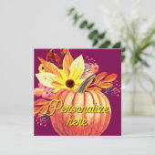 秋のカボチャフローラオレンジパープルワインフラットカード (スタンド正面)