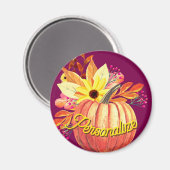 秋のカボチャフローラオレンジパープルワイン マグネット (正面/裏面)