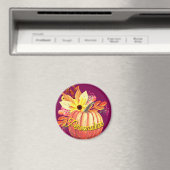 秋のカボチャフローラオレンジパープルワイン マグネット (インサイチュ (食洗機))