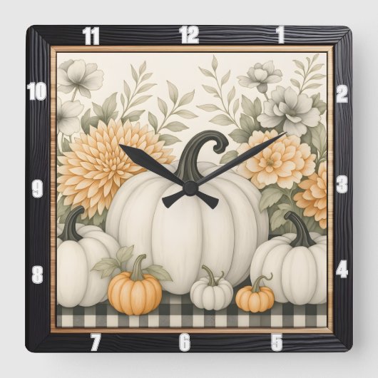 秋のカボチャフローラ収穫 スクエア壁時計 (正面)