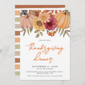 秋のカボチャフローラ感謝祭ディナー 招待状 (正面/裏面)