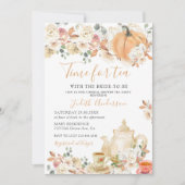 秋のカボチャフローラ時間のためのお茶ブライダルシャワー 招待状 (正面)