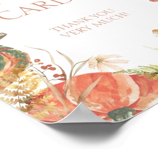 秋のカボチャフローラ赤ちゃんシャワーギフトとカード ポスター (角)