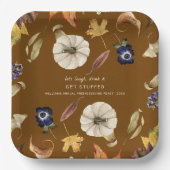 秋のカボチャフローラ |感謝祭の友情 ペーパープレート (正面)