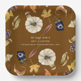 秋のカボチャフローラ |感謝祭の友情 ペーパープレート