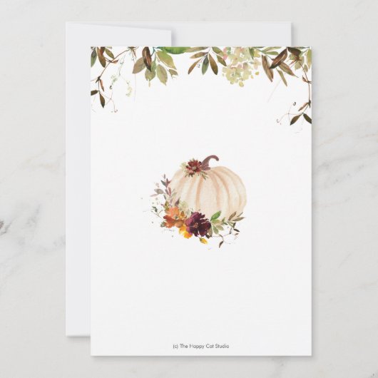 秋のカボチャブルゴーニュオレンジフローラベイビーシャワー 招待状 (裏面)