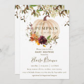 秋のカボチャブルゴーニュオレンジフローラベイビーシャワー  招待状 (正面/裏面)