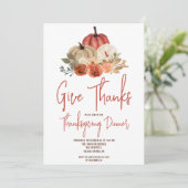 秋のカボチャ中心ピース感謝祭ディナー請求書 招待状 (スタンド正面)